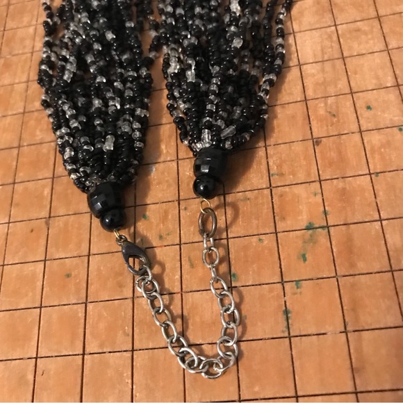 Seed Bead 20 Strand 21.5”L BLack White Necklace Classy Earthy Boho SW Style - Picture 6 of 7